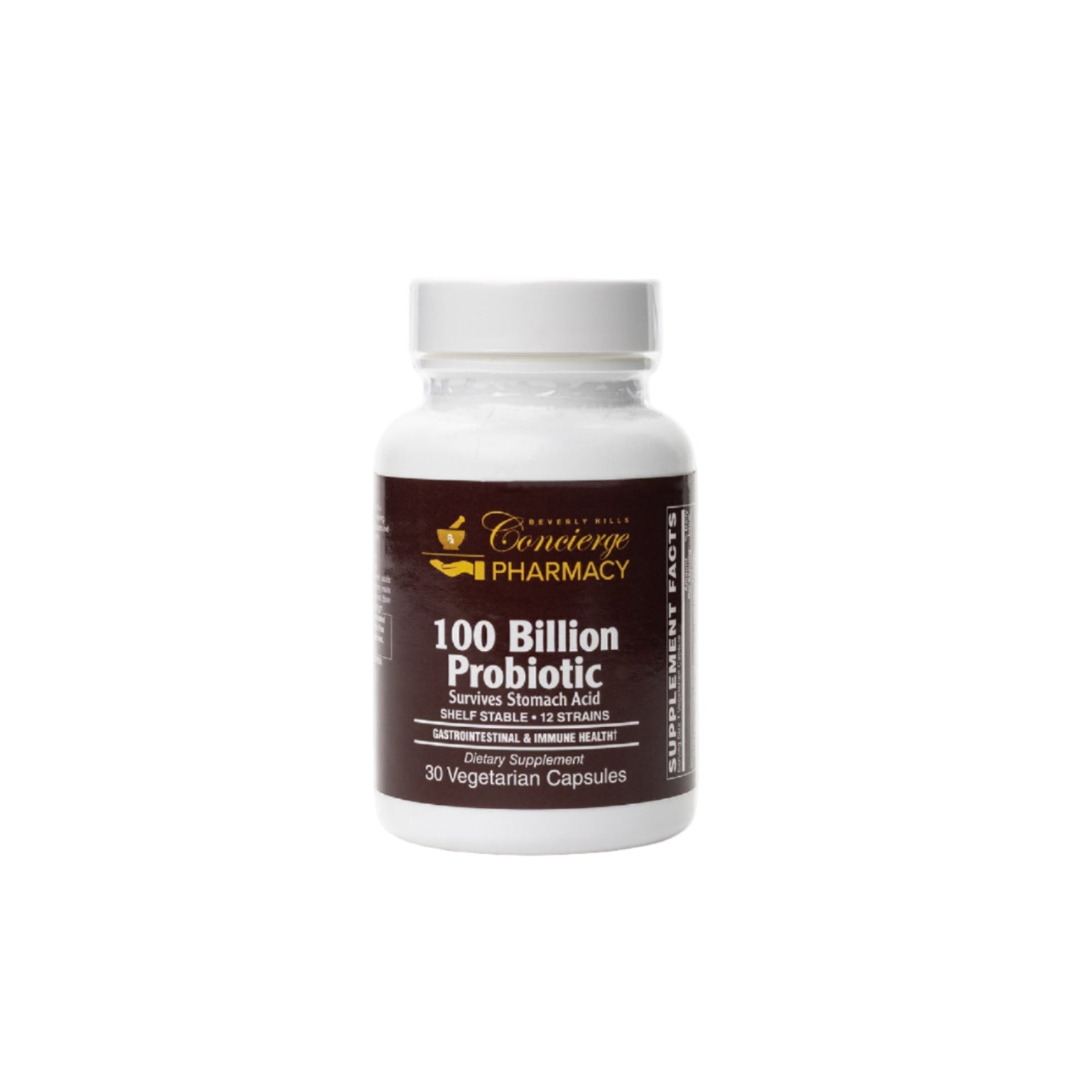 Bottle of 100 Billion Probiotic supplement from Convenience Pharmacy on a white background